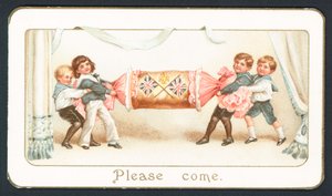 Carte de Noël avec enfants tirant un pétard - English School