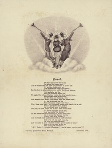 Chant de Noël avec une image de trois anges en vêtements victoriens - English School