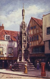 City Cross, Winchester (lithographie couleur) - English School