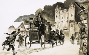 Coche entrant dans une ville