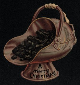 Seau à charbon, carte de vœux de Noël - English School