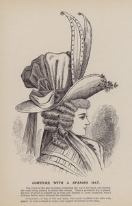 Coiffure avec un chapeau espagnol (gravure)