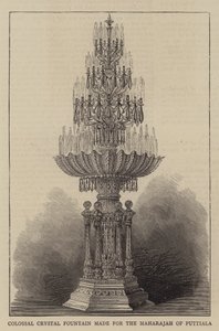 Fontaine de cristal colossale fabriquée pour le Maharajah de Puttiala (gravure) - English School