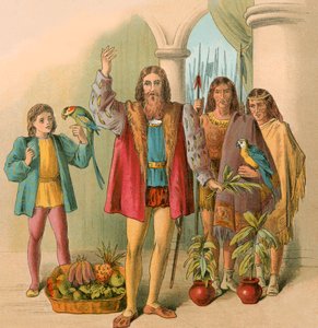 Colomb décrivant le Nouveau Monde - English School