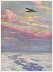 Le commandant Richard E. Byrd survolant le pôle Nord dans son monoplan - English School