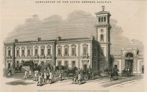 Achèvement du South-Eastern Railway : Grande gare commune de la Croydon, Brighton et Dover Railway Company, Southwark, Londres - English School