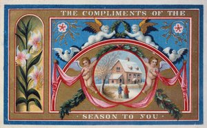 "Compliments de la saison", carte victorienne - English School