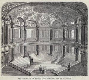 Salle de concert dans la conception pour le théâtre, Rio de Janeiro (gravure) - English School