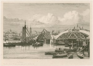 Construction du nouveau pont de Londres, 26 juillet 1827 - English School