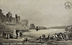 Pont de Conway en construction, 1848 - English School