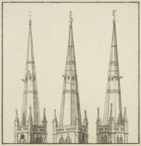 Copie de dessin du clocher de St Nicholas, montrant le retrait de la girouette - English School