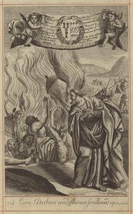 Coré, Dathan et Abiram engloutis (gravure) - English School