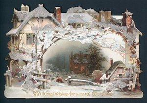 Scène de neige avec un cottage