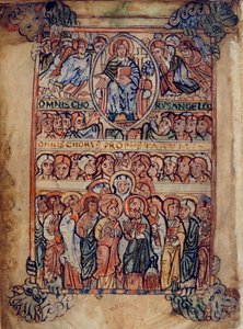 Le Christ en majesté entouré des instruments de la Passion, et des chœurs d