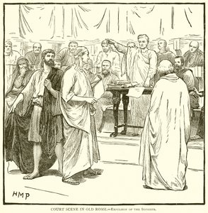 Scène de cour dans la vieille Rome.--Expulsion des sophistes