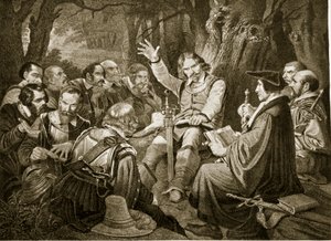 Cromwell avant la bataille de Dunbar, 1650, illustration de Hutchinsons Story of the British Nation, c.1923