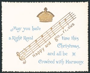 Couronne et notes de musique, Carte de Noël