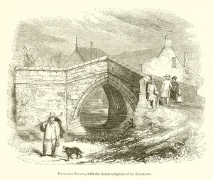 Pont de Croyland, avec la sculpture saxonne de Sainte Ethelred - English School