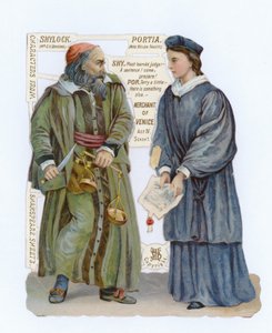 Découpage de Shylock et Portia du Marchand de Venise - English School
