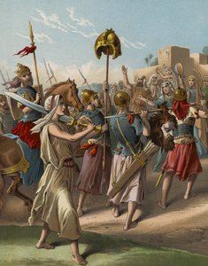 David revenant du massacre des Philistins - English School