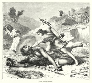 David tuant Goliath (gravure) - English School