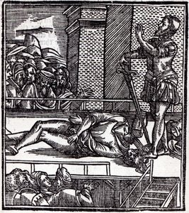 Mort par décapitation (gravure sur bois) - English School