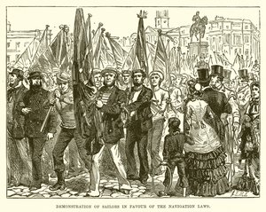 Démonstration de marins en faveur des lois de navigation - English School