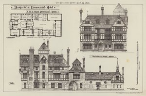 Conception pour un hôtel commercial, dans une petite ville provinciale (gravure) - English School