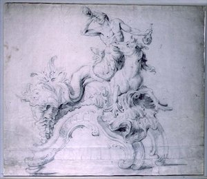 Conception pour un chenet en bronze doré, conçu par Lambert-Sigisbert Adam
