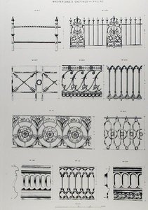 Conceptions pour des balustrades en fonte, de 