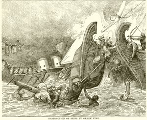 Destruction de navires par le feu grégeois - English School