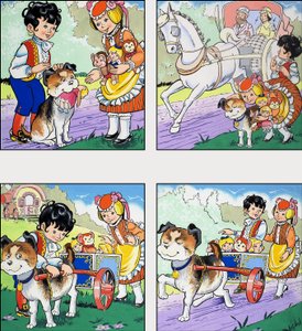 Chien et charrette - English School