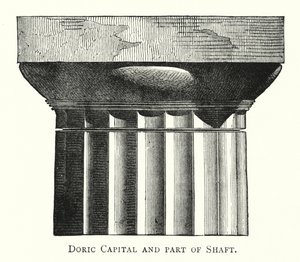Chapiteau dorique et partie de fût (gravure) - English School