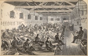 Dortoir à la prison de Coldbath Fields, illustration de The Criminal Prisons of London and Scenes from Prison Life par Henry Mayhew et John Binny, pub. 1862