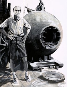 Dr William Beebe avec son bathysphère - English School