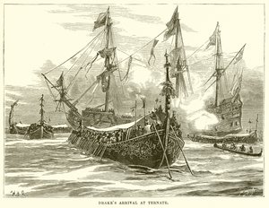 Arrivée de Drake à Ternate - English School