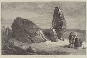 Vestiges druidiques de Bretagne, pierres de Sainte-Barbe (gravure) - English School