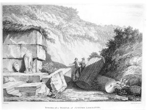 Edward Daniel Clarke (1769-1822) visite les vestiges du Temple de Jupiter Libérateur à Troade, de la Partie 2 de Travels in Various Countries of Europe, Asia and Africa, publié en 1812