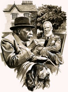 Edward Elgar et George Bernard Shaw prenant le thé