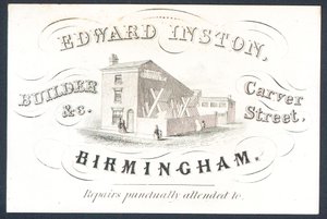 Edward Inston, constructeur, carte de visite