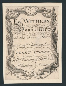 Edward Withers, libraire, Chancery Lane, Fleet Street, carte de visite