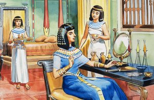 Dame égyptienne à sa coiffeuse - English School