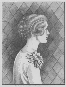 Coiffure élaborée avec séparation exceptionnelle (lithographie) - English School