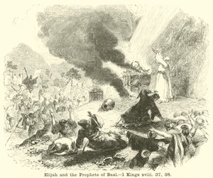 Élie et les prophètes de Baal, 1 Rois, xviii, 37, 38 - English School