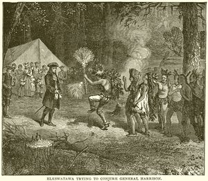 Elkswatawa essayant de conjurer le général Harrison - English School