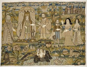 Image brodée : "La Proclamation de Salomon", milieu du XVIIe siècle