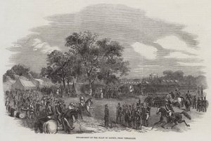 Campement sur la plaine de Satory, près de Versailles (gravure) - English School