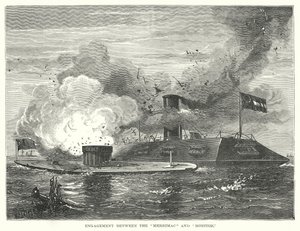 Engagement entre le "Merrimac" et le "Monitor" (gravure) - English School