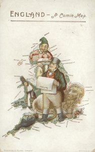 Angleterre - Une carte humoristique (lithographie couleur)