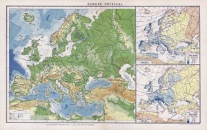 Europe, physique (litho en couleur)